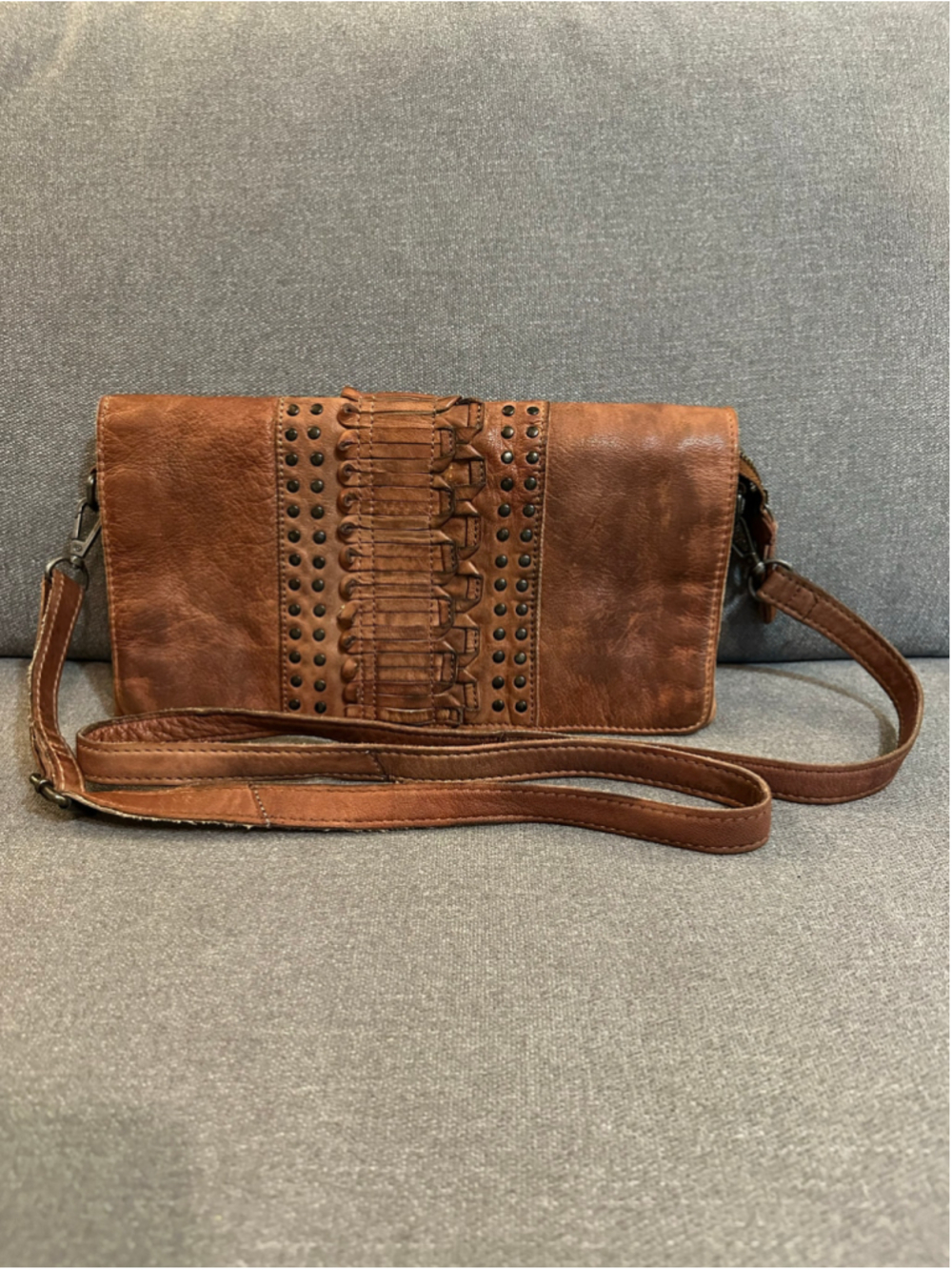 Civico 9 Brown Genuine Leather Crossbody Bag Bohemian
